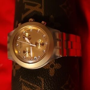 Swatch Irony Diaphane Chronograph Full Blooded Watch Stainless Swarovski Markers
